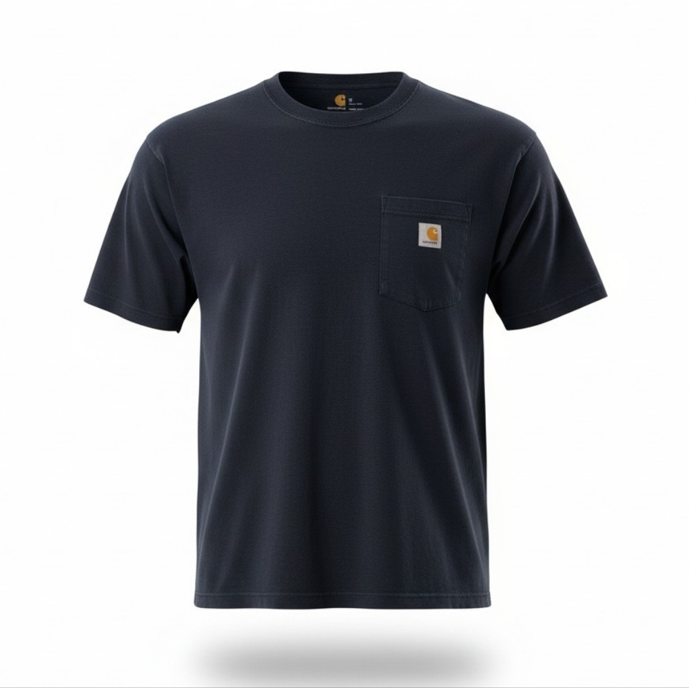 Carhartt Men's K87 Short-Sleeve Dark Navy Cotton Pocket Tee Size Medium